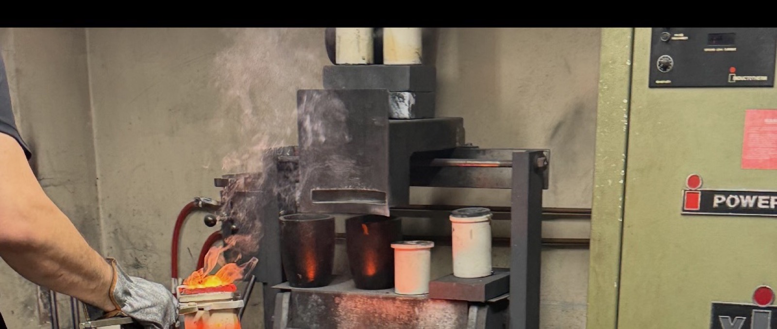 Pouring molten precious metals